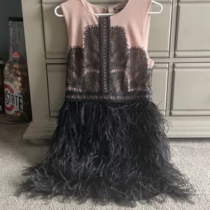 Gianni Bini size Medium black and nude dress with feather bottom